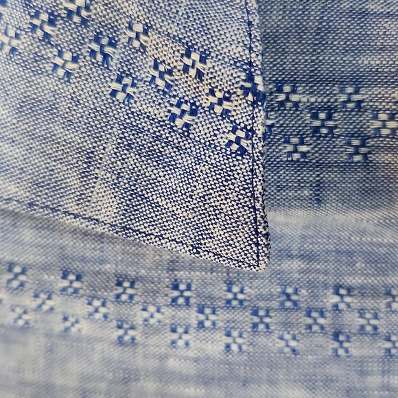 Chico's 100% Linen No Iron Blue Button-Up Blouse Size 14 - Picture 7 of 12